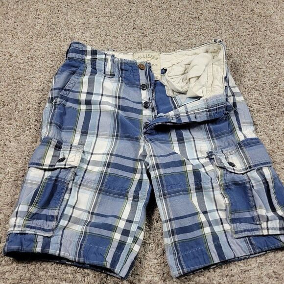 Hollister Cargo Shorts Mens 32 Blue Button Fly Skater Preppy Utility - Picture 1 of 8